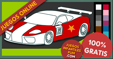 Dibujos para colorear y pintar autos, carros, coches de carrera, gratis y online